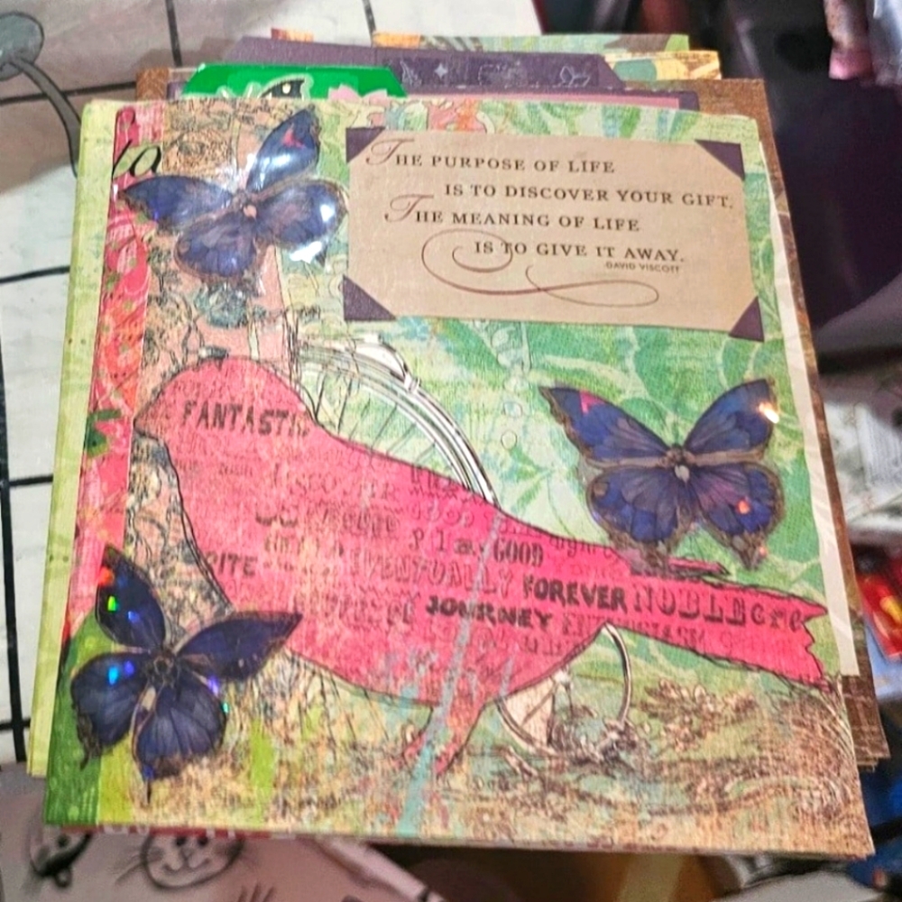 Handmade mini butterfly journal with pockets and tags